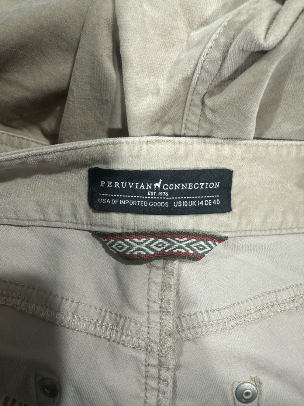 Peruvian Connection Women's Straight-Leg pants in Taupe Sz 10 - Picture 4 of 5